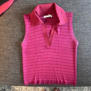 Alice and Olivia collared striped tank